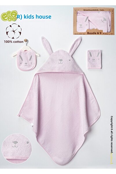 Buude Kids مجموعة مناشف أطفال قطنية مطرزة على شكل أرنب