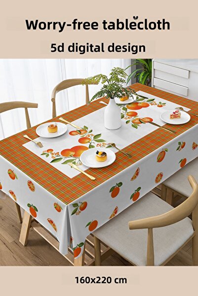 MonoHome Fruity Tablecloth Carefree Fabric - 5D Digital Design Orange