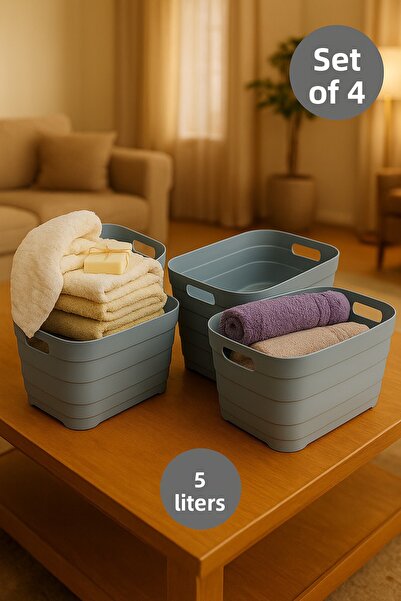 Nesto Home سلة تخزين متعددة الأغراض سعة 5 لتر من سوفت بوكس، 4 قطع