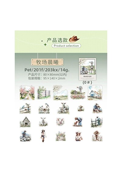 İthal O16-20 bucăți autocolante PET cu tematică fermă - Culoare: roz