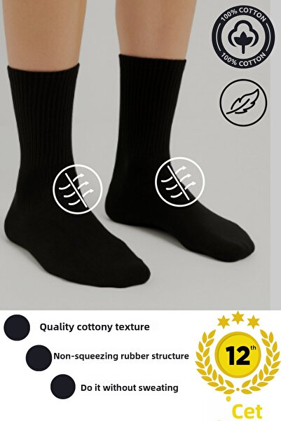 DİLRUBA AVM 12 Pairs Tennis Socks White F Corded Fabric Anti-Sweat Unisex - High Quality Tennis Socks Socket Length
