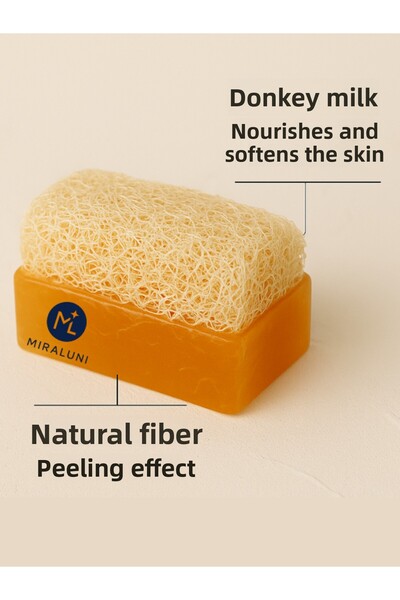 miraluni Donkey Milk Natural Fiber Soap 100 Gr |   Handmade, Moisturizing, Ex...