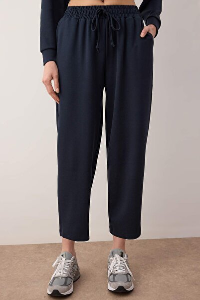 Trendyol Collection Anthracite Relaxed/Casual Fit Hooded Soft Fabric Stretch Knit Bottom - Top Set Twoaw26Au00124