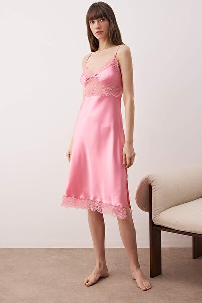 Trendyol Collection Pink Satin Woven Nightgown Thmaw26Gc00008