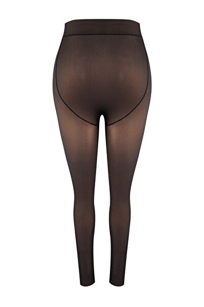 Trendyol Curve Black Thin-Looking Fur Inside Thermal Xl/3Xl One Size Plus Size Pantyhose Tbbaw26Kc00000