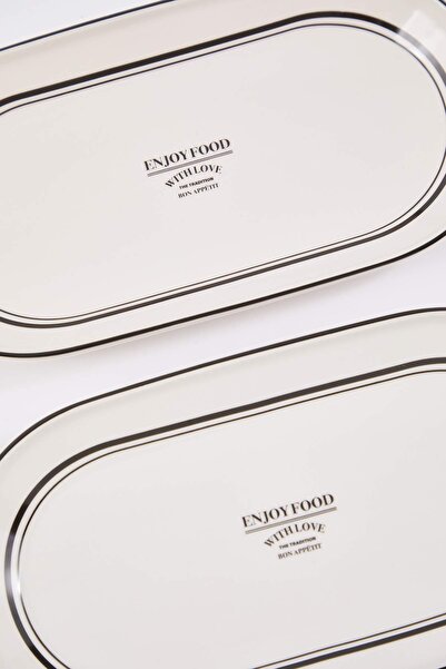 Trendyol Collection 2-Piece Minimal Patterned Ceramic Presentation Plate Tphaw26Tbk00019