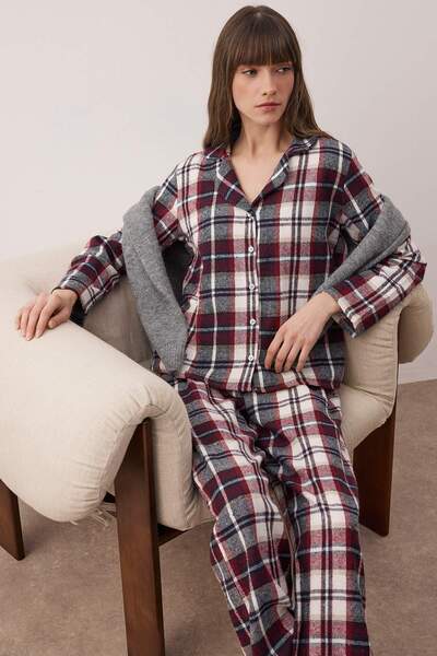 Trendyol Collection Multi-Colored Plaid / Checkered Winter Thick Flannel Woven Pajama Set Thmaw26Pt00175