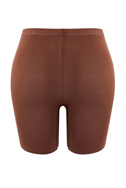 Trendyol Curve Καφέ-καφέ κοντό πλεκτό κολάν ψηλόμεσο μεγάλου μεγέθους TBBSS23BV00001