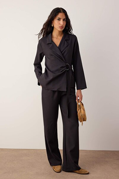 Trendyol Collection Black Double Breasted Blouse Pants Woven Bottom - Top Set Twoaw26Au00113