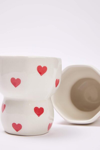 TRENDYOLMİLLA HOME Set de 2 căni din ceramică Heart cu imprimeu Design TPHAW26UP00007