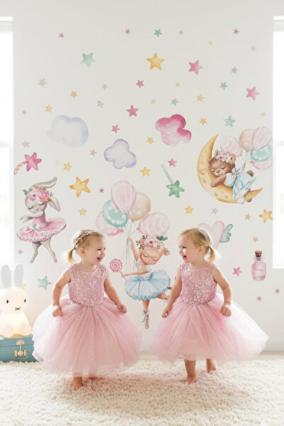 Kt Grup Kız Çocuk Odası Sevimli Tavşanlar Ve Minik Ayıcık Özel Tasarım Duvar ...