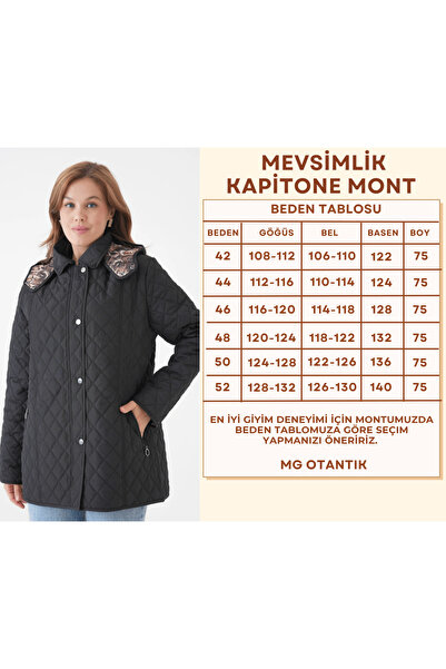 Butik Women's Plus Size Hooded Leopard Print Zipper Snap Button Quilted Coat Jacket