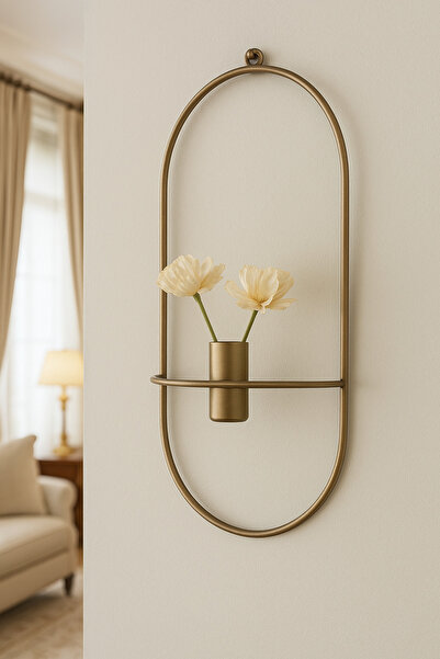 VENON 1 Adet Elips Çiçeklik Modern Dekoratif Metal Duvar Çiçeklik 20 x 40 Salon Dekorasyon