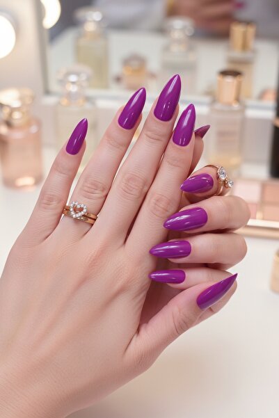 Easy Beauty 24 Adet Renkli Badem Takma Tırnak 3 Alana Yapıştırıcı 6 Alana Yap...