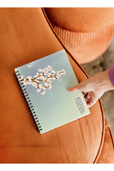 Lemsstudio 2026 Tarihli Haftalık Ajanda Japon Çiçeği White Sakura Desenli Ser...