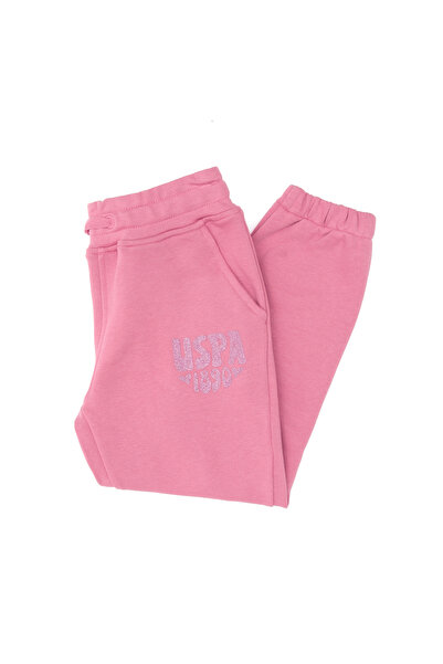 U.S. Polo Assn. Kız Çocuk Pembe Simli Baskı Detaylı Jogger Eşofman Altı 50316849-VR167