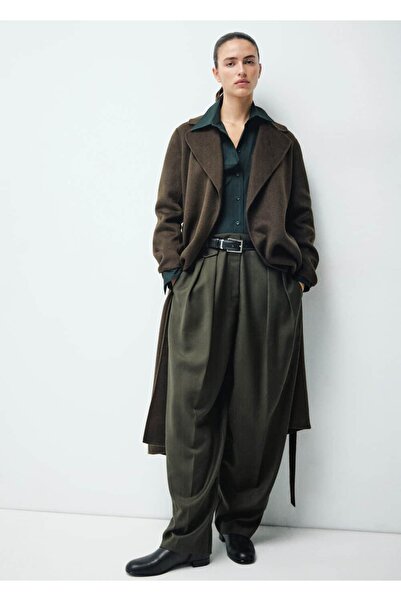 MANGO Woman El yapımı yün kemerli palto