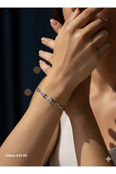 Xido kristal taşlı beş element çelik italyan yassı bileklik, sevgiliye , arka...