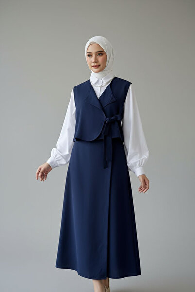 ENDAMIM Linen Vest Skirt Suit