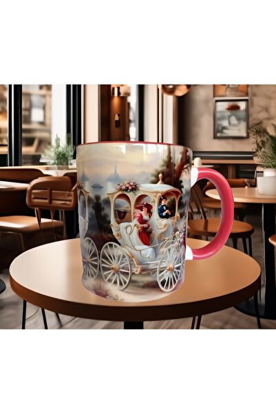 Mugs and love Kırmızı aşk Vintage tasarım büyük boy kupa