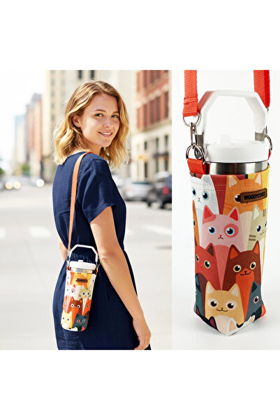 Woody Cord 1 Litrelik Matara Kılıfı Su Şişesi Taşıma Çantası Water Bottle Bag