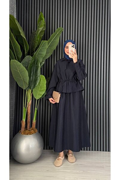 Molly Nelly Set de fuste bluză cu cravată sezonieră din Gabardine Modal