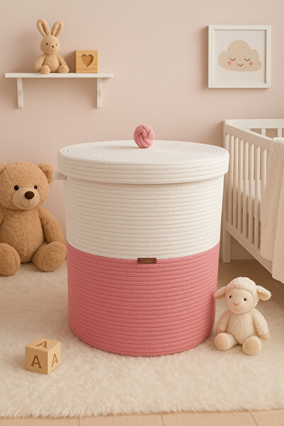 Secem Boutique XXL Oyuncak Sepeti, Kirli Sepeti, Jüt Sepet, Kapaklı Sepet