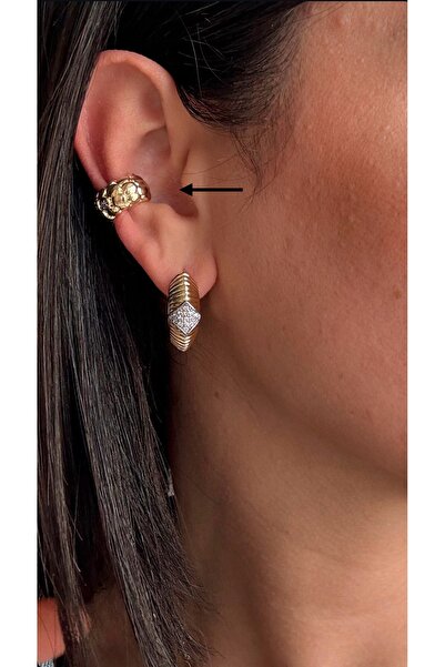 mibrillo Marka muadili zirkon taşlı yılan deri görünümlü kıkırdak küpe earcuff
