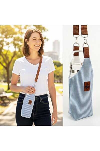 woodycord Husă pentru termos cu model în dungi, realizată manual, iceflow 0,89