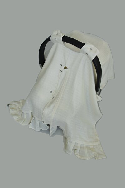 Claria&Nest Ortopedik Minderli Bebek Puset Örtüsü Seti | %100 Müslin Pamuk | Beyaz