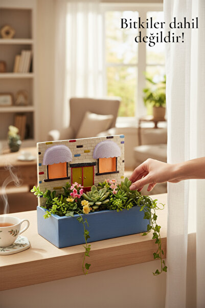 Binbirdemet El Yapımı Balkonlu Saksı & Mumluk – Dekoratif Mini Ev Tasarımı