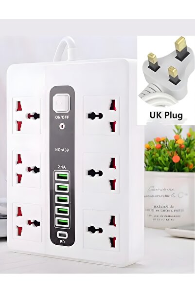 powermax Power Strip Extension Socket with 6 Universal Outlets & 6 USB Ports