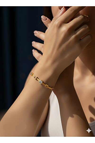 Xido Gold kristal taşlı beş element çelik italyan bileklik, sevgiliye hediye,...