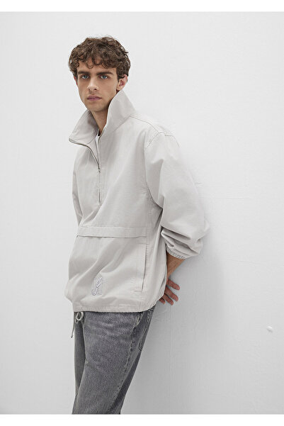 Mavi Yarı Fermuarlı Kanguru Cepli Gri Sweatshirt 0211684-70074