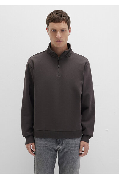 Mavi Yarı Fermuarlı Kahverengi Basic Sweatshirt 0S10278-70219