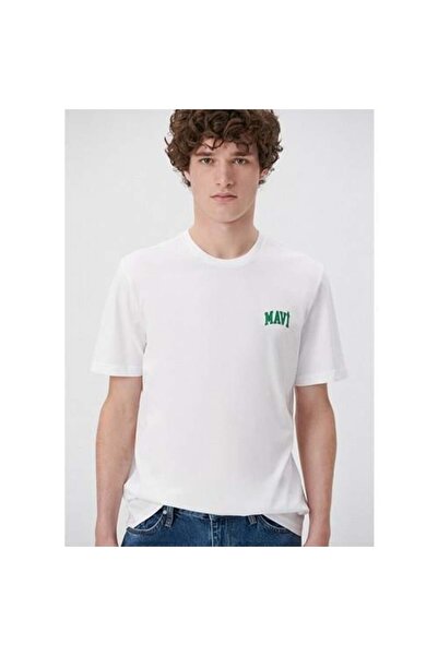 Mavi Tricou alb pentru bărbați cu logo imprimat M0611714-620