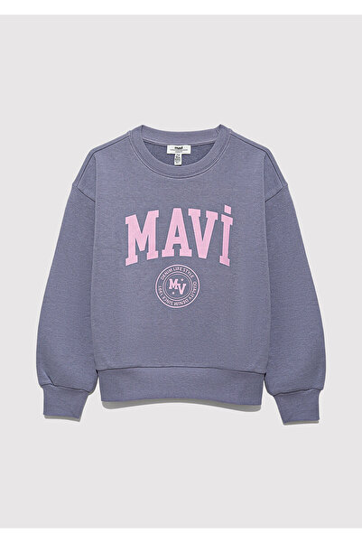 Mavi Logo Baskılı Mor Sweatshirt 7S10170-88095