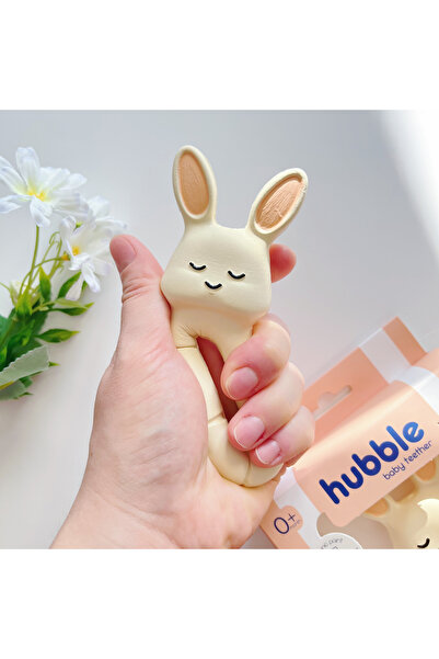 Hubble Bebek Diş Kaşıyıcı Ve Oyuncak - Tavşan Halkalı Şekilli Dişlik (%100 DOĞAL KAUÇUK)