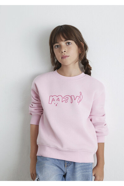 Mavi Kedi Logo Baskılı Pembe Sweatshirt 7S10162-70973