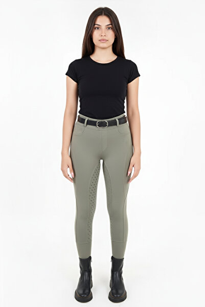 GALLOPRISE Binicilik Pantolonu Full Silikon At Desenli Haki - S