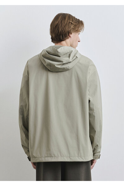 Mavi Kapüşonlu Yeşil Ceket Loose Fit / Bol Rahat Kesim 0110551-71484