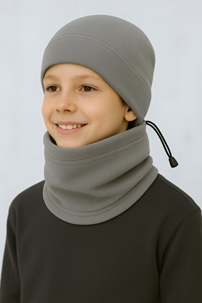 Homy Life Winter Fleece Beanie & Drawstring Neck Gaiter Scarf 2-Piece Set – Multifunctional Windproof Balaclava Beanie