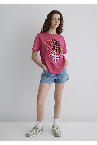 Mavi Printed Pink T-Shirt Loose Fit / Loose Relaxed Fit 1613104-71088
