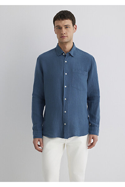 Mavi Keten Gömlek Regular Fit / Normal Kesim 0211472-89798