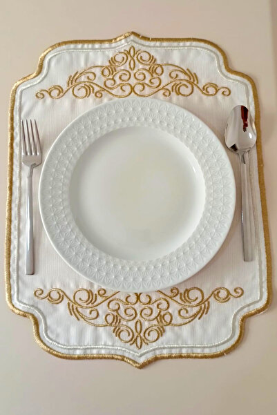 NAKIŞHAN Mihrimah %100 Keten (Nakışlı) Supla-Gold 6 Parça