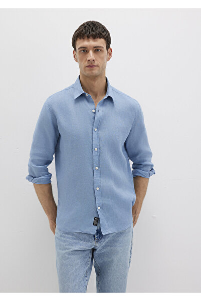Mavi Keten Gömlek Slim Fit / Dar Kesim 0211466-70731