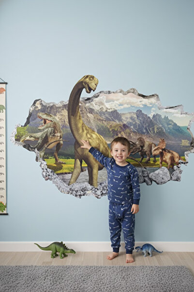 KT Decor ملصق حائط ثلاثي الأبعاد لعالم الديناصورات الجوراسي