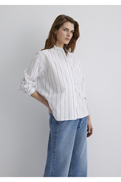 Mavi Cămașă albă cu dungi Oversize / Wide Cut 1211081-80653