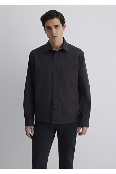 Mavi Siyah Gömlek Loose Fit / Bol Rahat Kesim 0211551-900