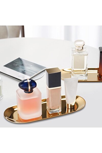 fulina Gold Trinket Tray Oval Stainless Steel Small Serving Trays Storage Dish Plate Tea Fruit Trays